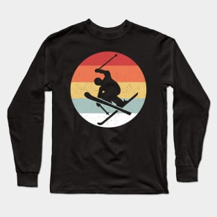 Skiing Vintage 70s 80s Silhouette Distressed Long Sleeve T-Shirt